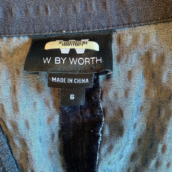 W by Worrh Navy Blue Textured Short Sleeve Zipper Front Dress - Picture 12 of 13